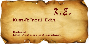 Kustánczi Edit névjegykártya